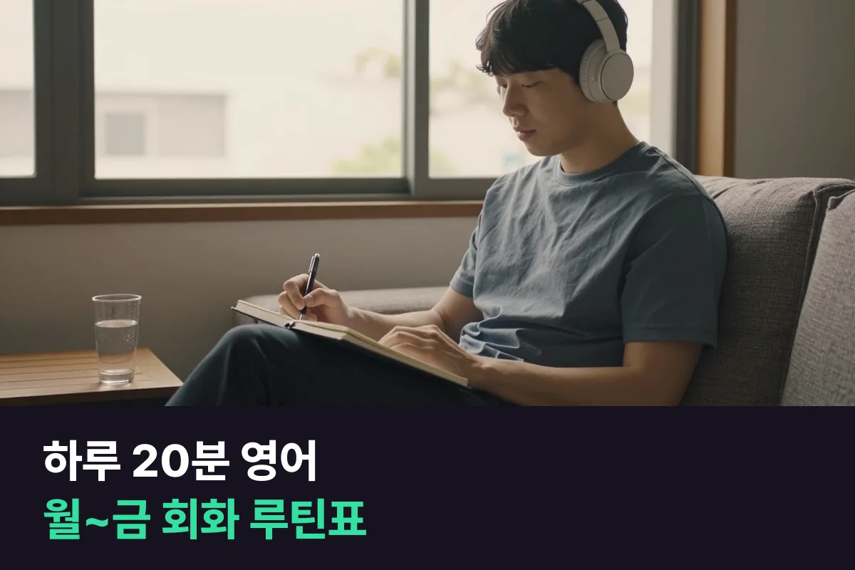 하루 20분 영어 회화를 분 단위로 나눈 평일 5일 루틴표