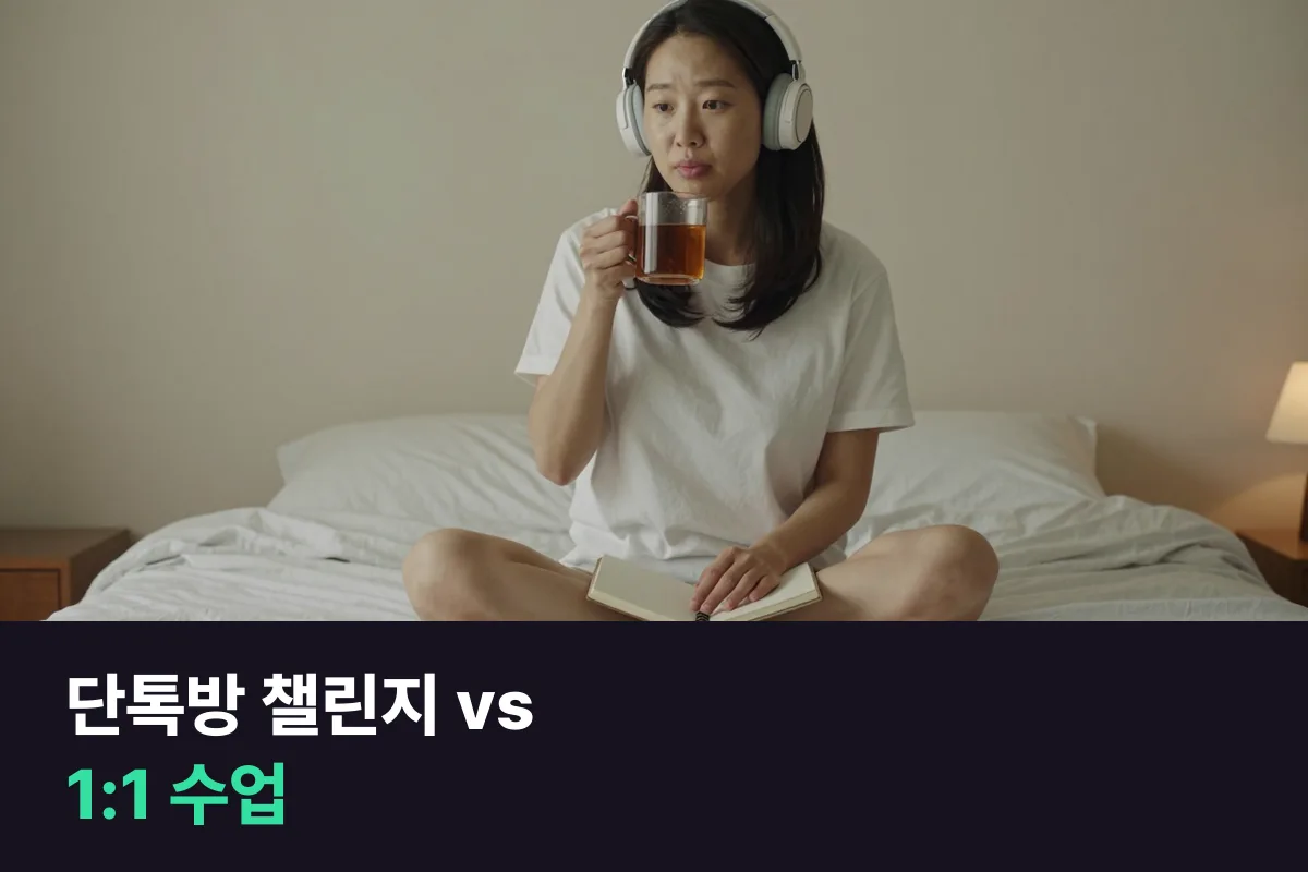 영어 챌린지 단톡방과 1:1 수업, 끝까지 가는 쪽은 사람마다 다릅니다