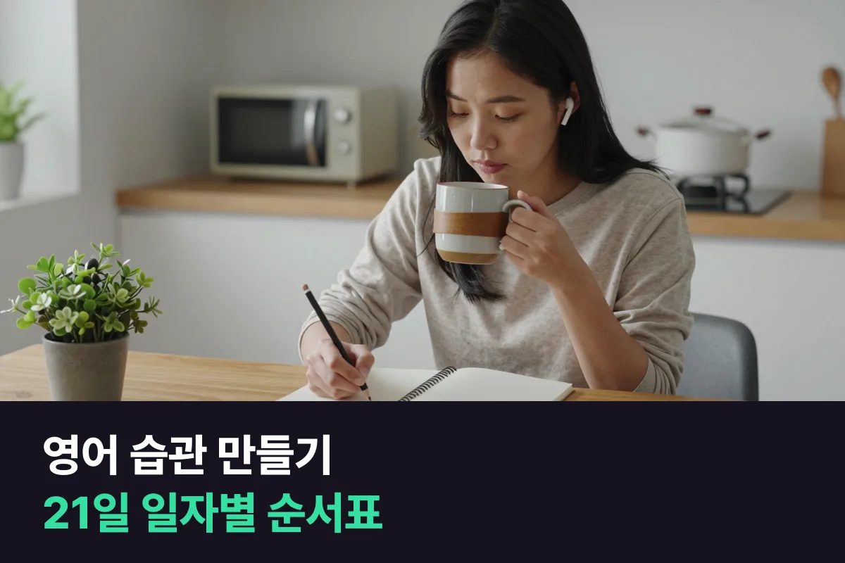 영어 습관 만들기를 21일 세 구간으로 나눈 일자별 순서표
