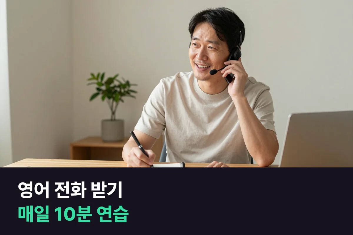 영어 전화 받기·걸기를 매일 연습하며 네 단계를 주마다 하나씩 키우는 4주 표