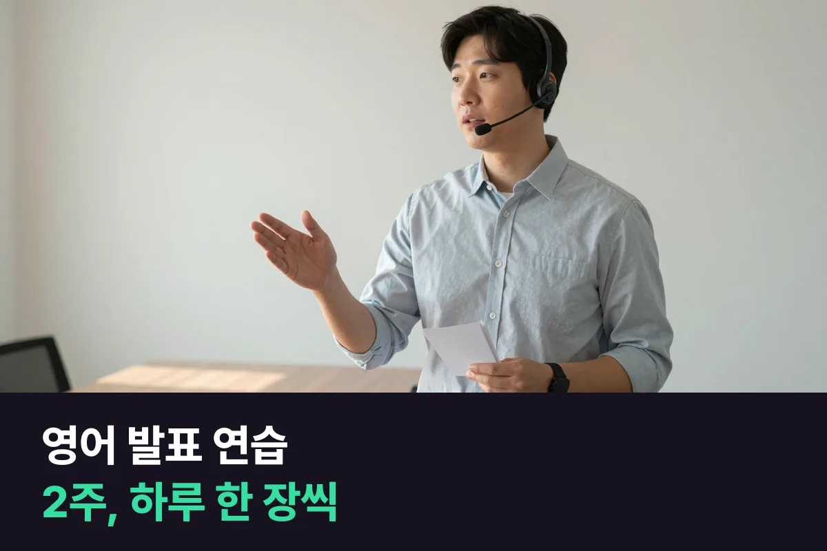 영어 발표 연습 2주 계획은 하루 슬라이드 한두 장씩, 소리 내어 말하는 날이 대부분입니다