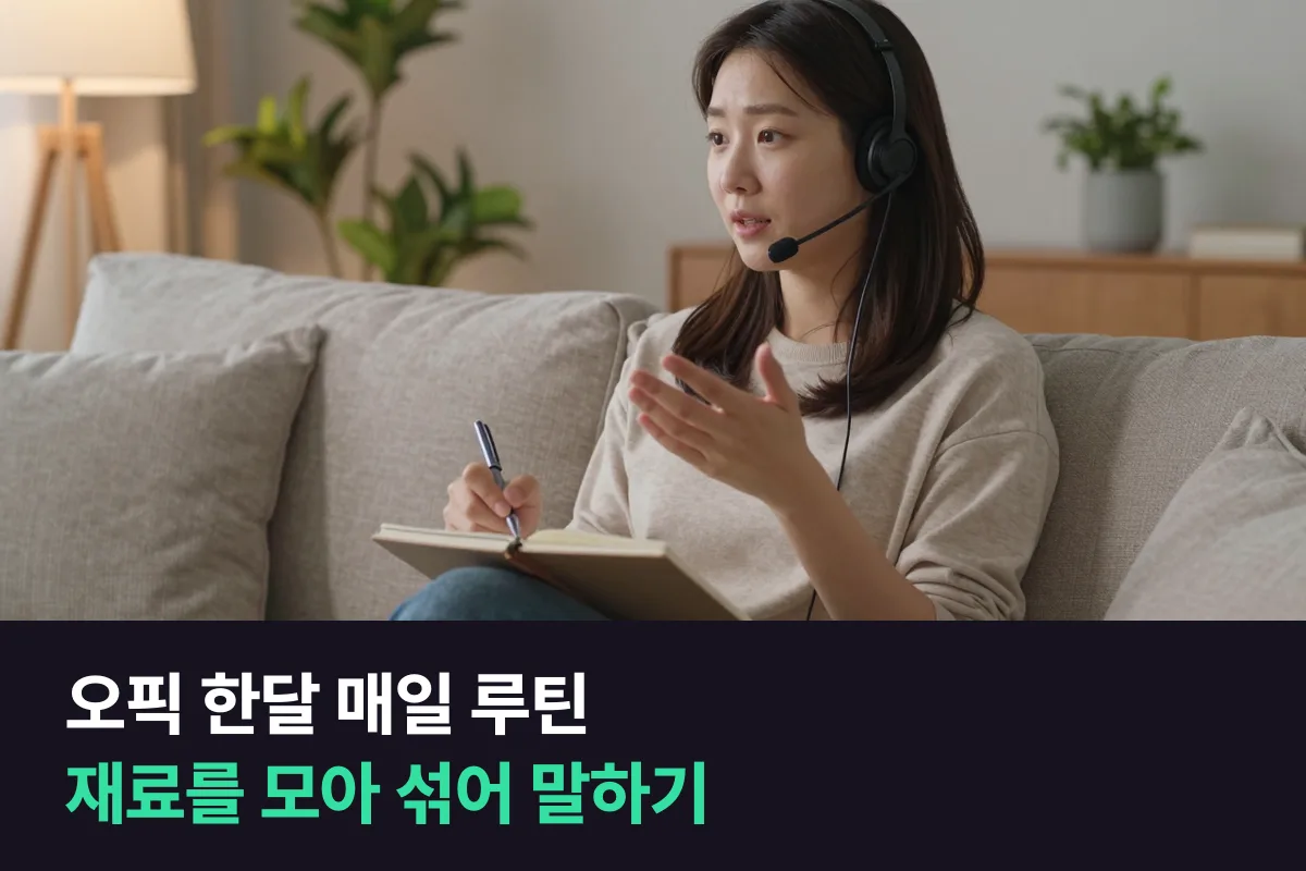 오픽 한달 루틴은 답을 외우기보다 이야기 재료를 모아 섞어 씁니다