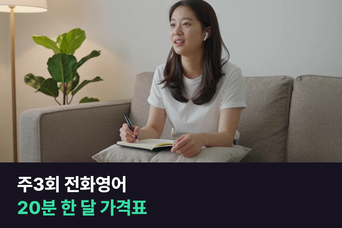 주3회 전화영어 가격을 20분 수업 한 달 금액으로 업체별 나란히 놓은 표
